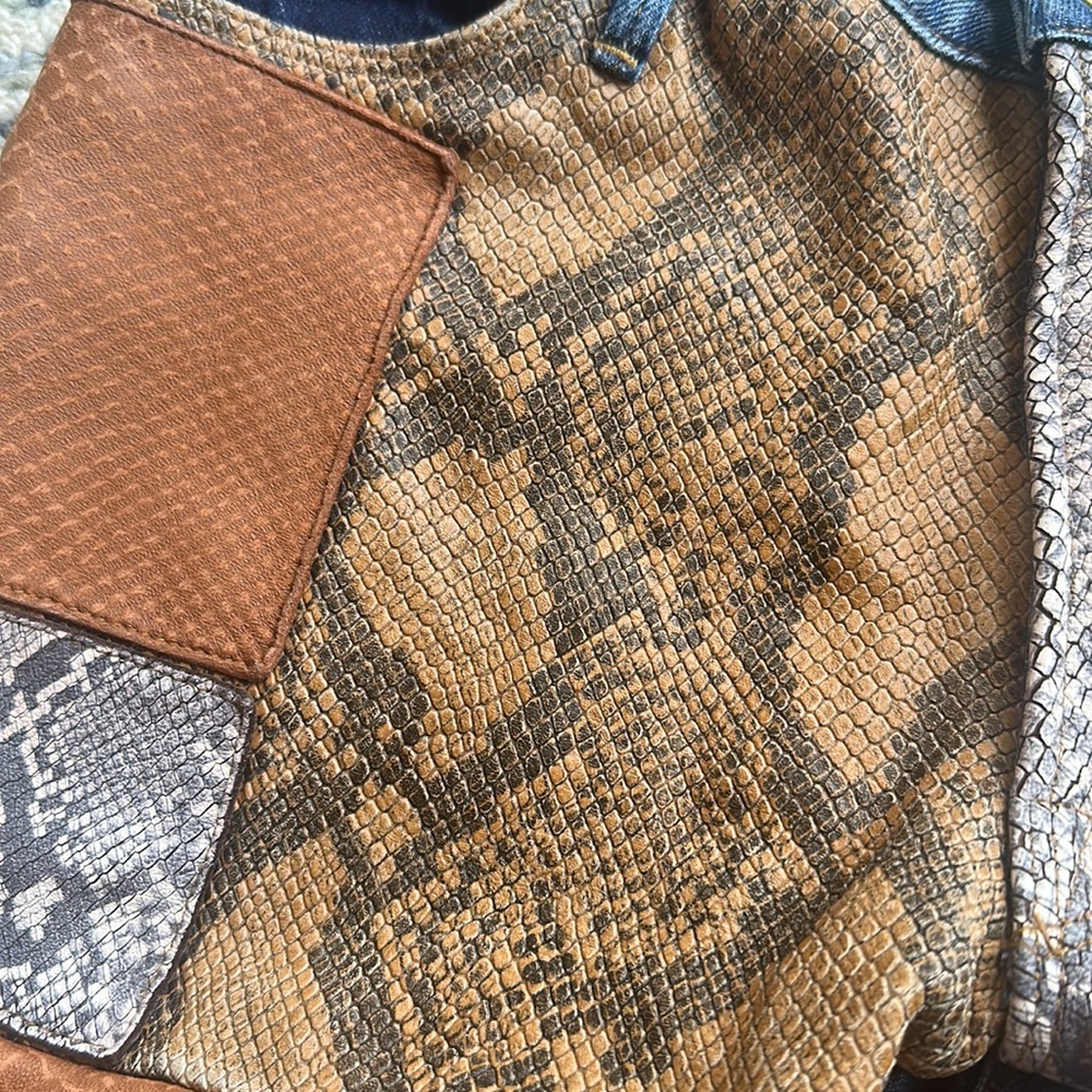 Frame Le Mini Boot Cut Patchwork Snake Skin Jeans - image 7